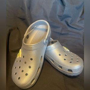 Silver crocs with baby yoda